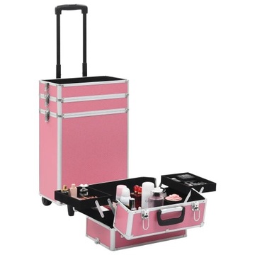Wózek na akcesoria do makijażu aluminiowy różowy