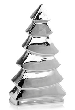 Керамическая елка, 18 см, серебряная рождественская статуэтка