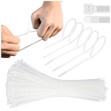 BARDZO MOCNE OPASKI ZACISKOWE 2,6x200mm 100 SZT białe TRYTYTKI KABLOWE