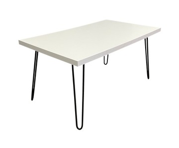 Stolik kawowy loft ława biała + czarne nogi 100x60