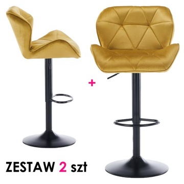 2szt HOKER BAROWY REGULOWANY STOŁEK OBROTOWY WELUR LOFT DO WYSPY BERLIN