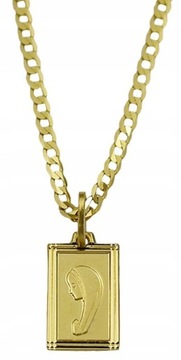 Złoty Łańcuszek Pancerka Pełny z Medalikiem pr 585 Grawer Gratis