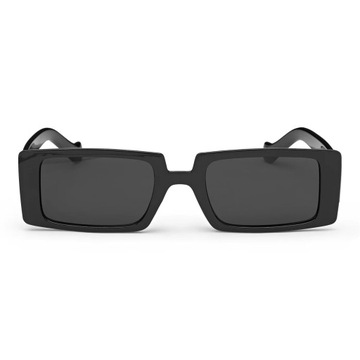 Okulary prostokątne przeciwsłoneczne retro czarne modne damskie męskie