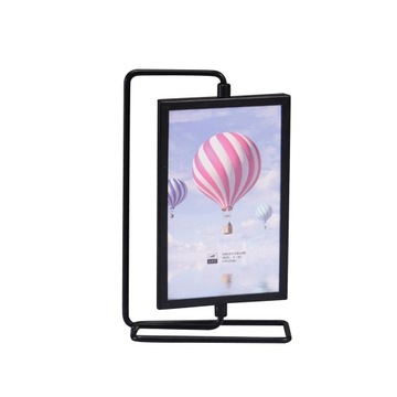 Obrotowa ramka na zdjęcia Uchwyt do ekspozycji kart Dekory Metal czarny 20x12,5 cm