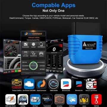 NEXAS NexLink Bluetooth 5.0 skaner diagnostyczny OBD2 EOBD dla iOS Android