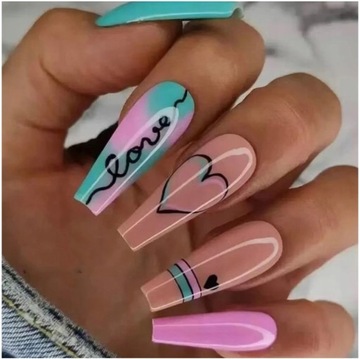 Набор Nails Company: Гибкие типсы для искусственных ногтей Coffin + прозрачная база, 6 мл