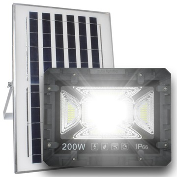 Bardzo Mocna Lampa Solarna LED 200W Naświetlacz Halogen Zewnętrzny +Pilot