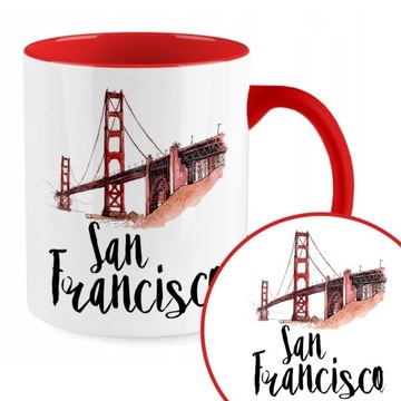 Kubek Czerwony Na Prezent USA San Francisco Wzory