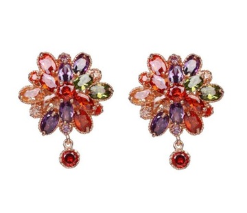 Czarujące, złote kolczyki Swarovski Multicolor 14k
