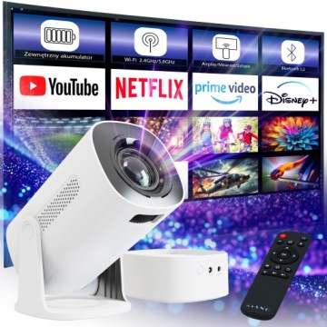 Bezdrátový projektor WiFi Bluetooth 4K Led v balení s baterií