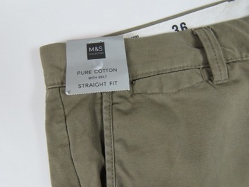 M&S__SPODNIE CHINOS KHAKI BAWEŁNA PAS 91__36/29