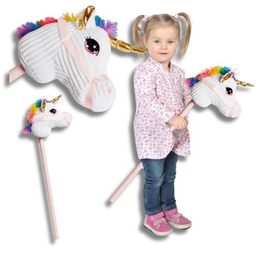 HOBBY HORSE - Głowa konia na kiju ZABAWKA konik koń TĘCZOWY JEDNOROŻEC!