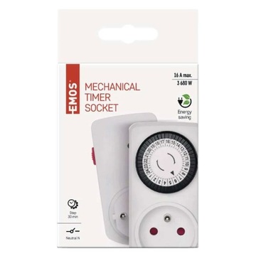 МЕХАНИЧЕСКИЙ ТАЙМЕР EMOS P5504 15FD/3A БЕЛЫЙ