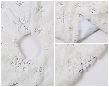 DYWANIK POD CHOINKĘ MATA BIAŁY GWIAZDKI SREBRNE DYWAN 90 CM NA PREZENTY