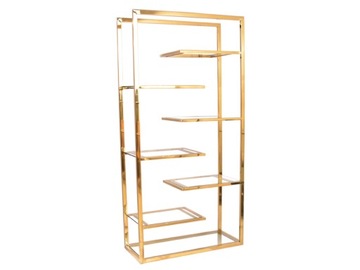 Złoty wysoki regał szklane półki 90x36x180 GG1020