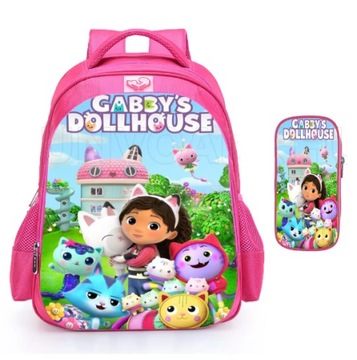 PLECAK Z PIÓRNIKIEM DO SZKOŁY PRZEDSZKOLA Gabby's Dollhouse KOCI DOMEK GABI
