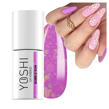 Yoshi Lakier Hybrydowy Glitter 6ml 722 Bubble Gum Kolekcja Candy Shop
