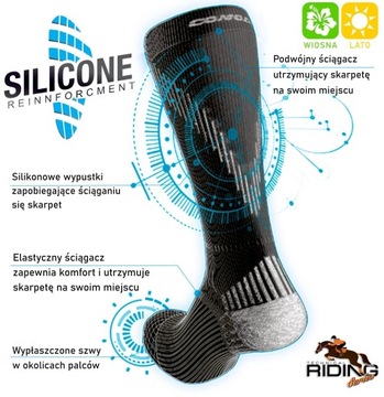 Носки для верховой езды с силиконом SPJT - микрофибра.