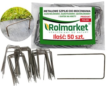 METALOWE SZPILKI KOŁKI do GEOWŁÓKNINY agrotkaniny agrowłókniny kotwy 50szt