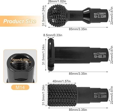 FREZY DO KĄTÓWKI M14 OTWORNICA GŁOWICA ADAPTER FREZ SZLIFIERKA KĄTOWA 3szt