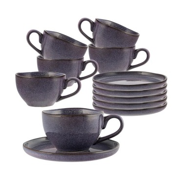 Filiżanki do kawy ze spodkiem Altom Design Reactive Fiolet 220 ml 6 sztuk