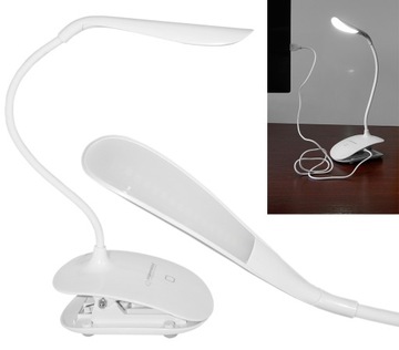 LAMPKA BIURKOWA led NOCNA USB + klips BIAŁA