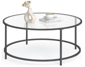 Stolik kawowy stolik szklany z metalową ramą szkło hartowane 84 x 84 x 45cm
