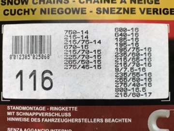 ЦЕПИ СБРОСА MAGGIgroup RAPIDMATIC 116 195/75R16 215/65R16 215/60R17
