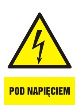 Pod napięciem naklejka znak BHP 10,5x14,8