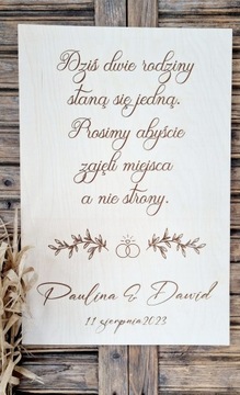 TABLICA POWITALNA DZIŚ DWIE RODZINY STANĄ SIĘ ...