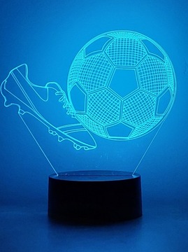 LAMPKA NOCNA PIŁKA NOŻNA 3D LED KOLORY RGB + PILOT