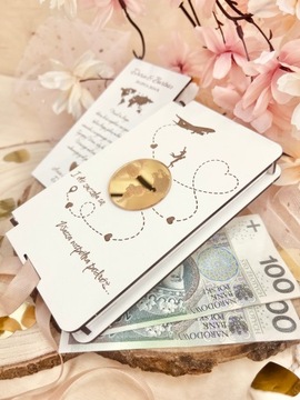 PUDEŁKO NA PIENIĄDZE ŚLUB PREZENT PAMIĄTKA KARTKA WESELE GRAWER ZŁOTY