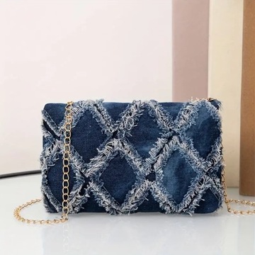 Женская ДЕНИМ сумка CROSSBODY Сумка-мессенджер джинсы ДЕНИМ бахрома ПРОВЕРИТЬ