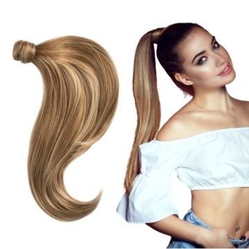 Doczepiany KUCYK 50cm oplatany #Chocolate Blond