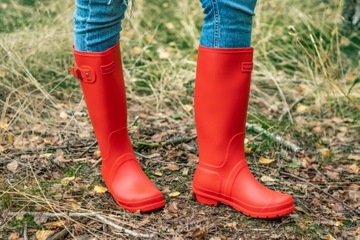 Kalosze Damskie wysokie matowe czerwone 39