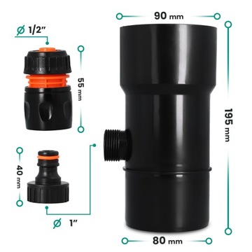 УЛОВИТЕЛЬ ДОЖДЕВОЙ ВОДЫ 90 ММ СБОРНИК ДОЖДЕВОЙ ВОДЫ ЖЕЛОБ ВОССТАНОВЛЕНИЯ ЧЕРНЫЙ X5