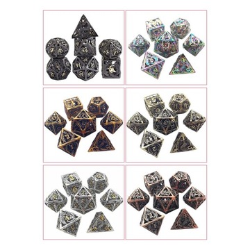 Набор кубиков Dolity, 7 штук, медь, полые, металлические, в форме дракона