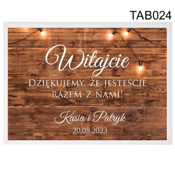 Tablica powitalna 50x70cm ślub wesele Biała Ramka