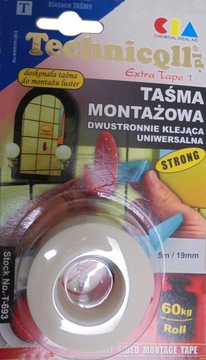 DWUSTRONNA TAŚMA MONTAŻOWA MOCNA T-693 TECHNICQLL