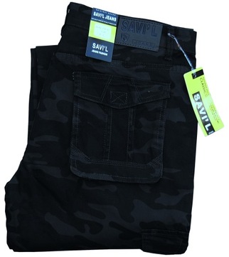 Czarne Taktyczne Bojówki MORO firmy SAVIL lycra W42 pas 102/106 cm