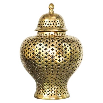 Modern Ceramic Ginger Jar Storage Jar Carved Gold