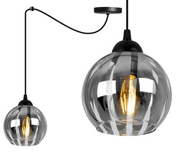 LAMPA WISZĄCA ELEGANCKA CHROM PAJĄK SZKLANY KLOSZ
