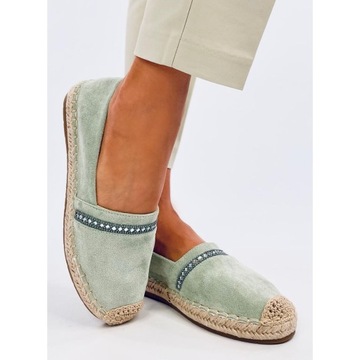 Zielone Syntetyk Buty Damskie Espadryle r.37