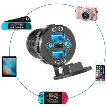 Автомобильное зарядное устройство Alogy Mini Car Charge со светодиодной розеткой для мотоциклов обеспечивает питание