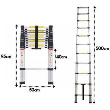 DRABINA TELESKOPOWA 5,0M ALUMINIOWA ROZKŁADANA SKŁADANA PRZENOŚNA StandHeiz