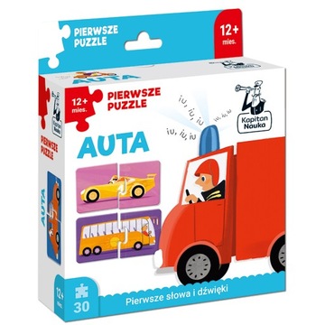 PIERWSZE PUZZLE AUTA. UKŁADANKI DLA DZIECI. PIERWSZE SŁOWA I DŹWIĘKI.