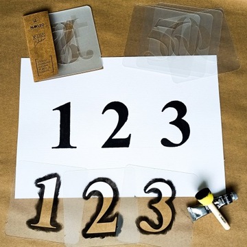 Szablony Malarskie CYFRY i ZNAKI 14 cm Wielorazowe LICZBY Zestaw 12 szt