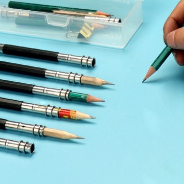 15 шт. НЕРЖАВЕЮЩАЯ СТАЛЬ, ДЕРЕВЯННЫЕ УДЛИНИТЕЛИ ДЛЯ КАРАНДАШЕЙ