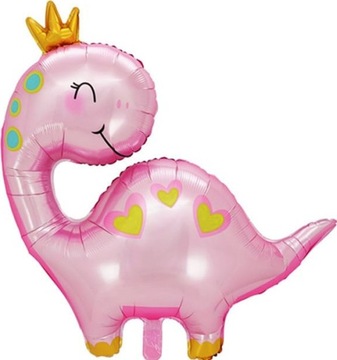 DUŻY RÓŻOWY FOLIOWY BALON DINOZAUR DINO DLA DZIEWCZYNKI 67 CM X 96 CM