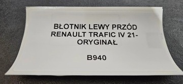 BLATNÍK LEVÝ PŘEDNÍ RENAULT TRAFIC III FACELIFT IV 21- ORIGINÁLNÍ